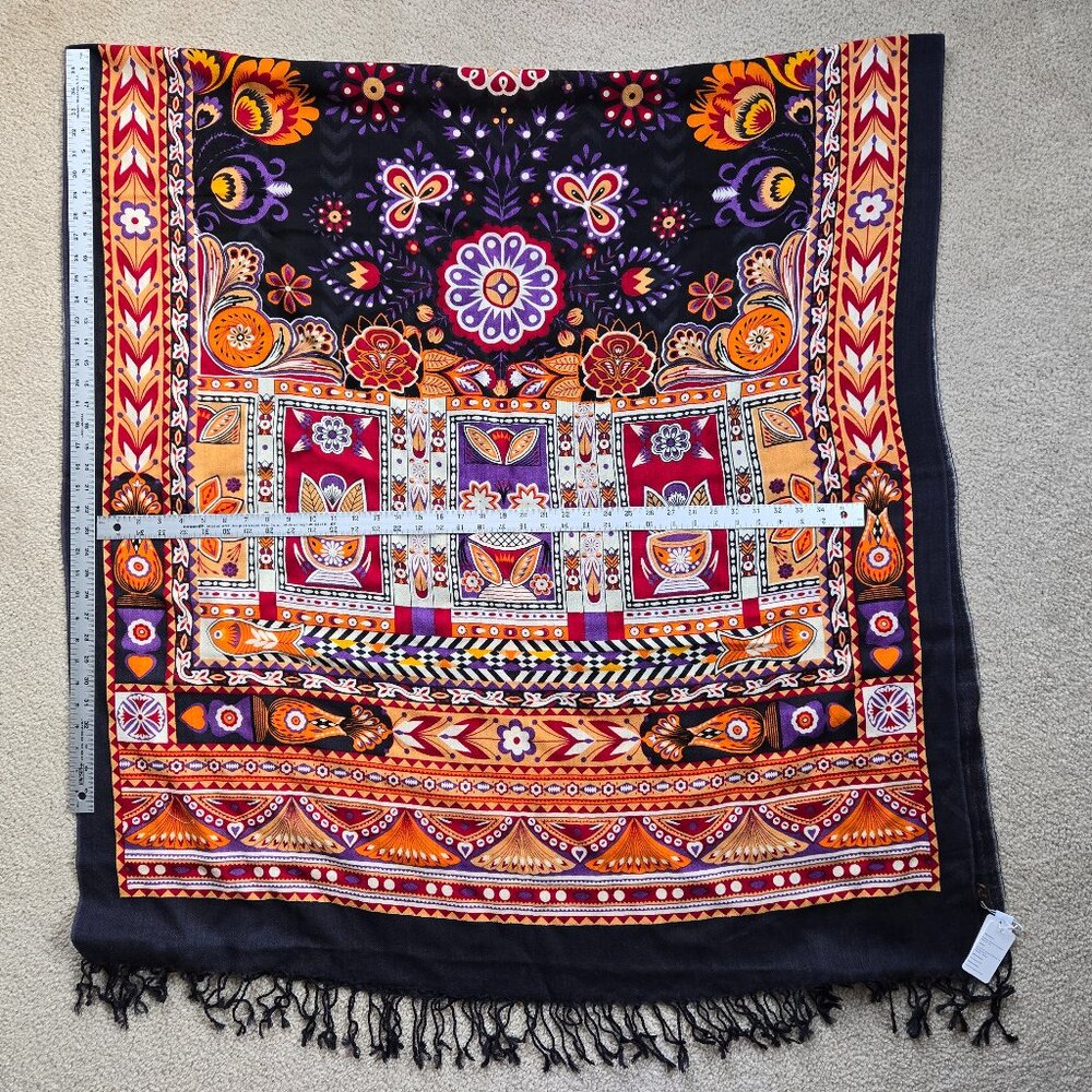 100% Wool Wrap Scarf Colorful